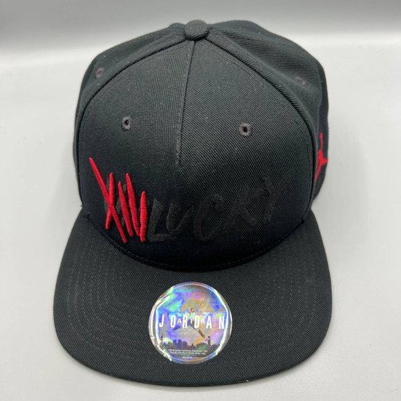 Air Jordan Hat Men Black Unlucky‎ XIII Jumpman Snap Back Cap - Picture 1 of 7
